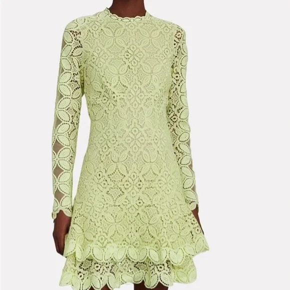 Jonathan Simkhai Guipure Lace Long Sleeve Mini Dress Pear 6 Jonathan Simkhai Guipure Lace Long Sleeve Mini Dress Pear 6